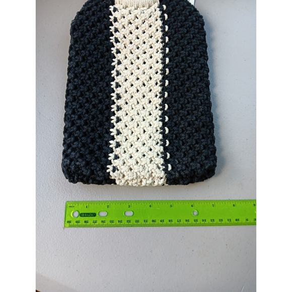 Curateur‎ Laude BOHO Handbag GABBY Black White Wood Handle Macramé Bag NEW - Picture 8 of 9